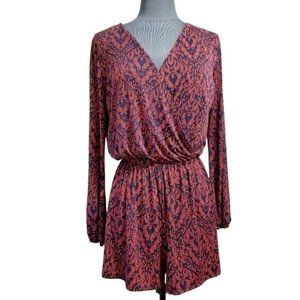 Honey Punch Romper Blue Pink  Size Medium